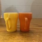 Vintage Anchor Hocking Orange   Yellow Coffee Tea Cup Mug Set Of 2