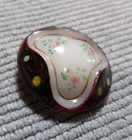 Vintage Antique Glass Picture Button Flowers Unique Design 4-way Shank