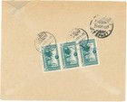 Turkey Ottoman Empire-sc 602  593 strip Of 3 -stamboul Depart 29 oct 1921-backst