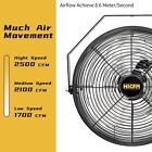 2500 Cfm 12 Inch Industrial Wall Mount Fan  3-speeds High Velocity Wall Fan