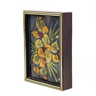 Vintage Modernist Enamel Abstract Wall Art   Signed Vibrant Mid-century Flowers