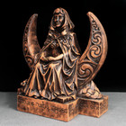 Large Wiccan Goddess Statue - Wood Finish Triple Moon Goddess Pagan Altar Decor