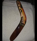 Vtg Large 18  Jabiru Boomerang Australia Hand-painted Native Wood Aboriginal Art