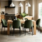 Set Of 2 4 6 Green Modern Dining Chairs  Linen Fabric Kitchen Chairs With Legs