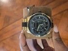 Michael Kors Quartz Chronograph Date Black gold Dial Gold Case Ss Bracelet Box