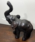 Black Leather Wrapped Elephant Lucky Statute 8 25   home Decor Preowned Nice   