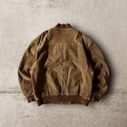 Suede Leather Bomber Jacket Mens L Light Brown Zip Front Rib Collar