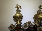 2 Antique Vintage Brass American Eagle Wall Sconce Double Candle Holder Pair