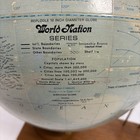 Vintage Replogle 12    Blue Ocean Desk Globe Mcm Walnut   Wire Letter Holder Usa