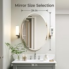 24x36in High Definition Frameless Oval Wall Mirror Bathroom vanity Beveled Edge