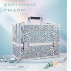 Makeup Train Case Large 6 Tray Professional Organizer Box - Cosmetic Make Up    