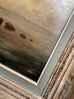 Antique 19th Century Marine Oil Painting On Canvas - Seascape With Rocks  Framed