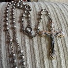 Rosary Beads Sterling Silver Rosario Stamped Italy Dark Crucifix Cross 18   