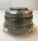 Vintage Metal Small Powder Puff Round Vanity Box Mt  Vernon