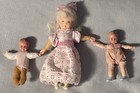Vtg Erna Meyer Miniature Dollhouse Dolls 3 Sisters - Little Girl  Toddler   Baby