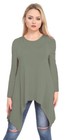 Womens Long Sleeve Hanky Hem Top Ladies Marl Baggy Oversized Swing Dress Uk 8-26