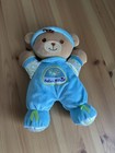 Fisher Price Baby   s My 1st Teddy Bear Plush Lovey Doll Rattle Blue 2008 10 