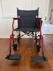 Medline Ultra Lightweight Transport Wheelchair 19  Foldable Adult Red