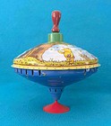 Vtg Schylling Spinning Top classic Winnie The Pooh tin metal W push Down Handle