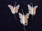 Vintage White Butterfly 5  Organdy Fabric  3pc Lot  Made In Japan Unused Y61