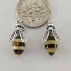 Multi-color Bee Baltic Amber Bee Post Earrings 925 Sterling Silver  5002e