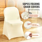 Uimoso 50pcs White Stretch Spandex Folding Chair Covers For Wedding Party Dining