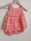Vintage Y2k Pink Plaid Floral Bubble Romper Ricrac Girls Toddler 4t Crochet 
