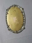 Vintage Silver Tone Dresser Vanity Mirror Tray Ornate Oval Footed Heavy