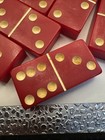 Vintage Red Catalin Bakelite Extra Thick Dominoes By Cardinal  540