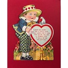 Antique Mechanical Valentine Card     German Printed Moving Boy   Dove