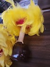 Authentic Hawaiian Large Uli Uli Rhythm Instruments  Red And Yellow Feathers