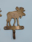 Vintage Brass Moose Decorative Coat  Towel Wall Hangers  Lot Of 2
