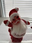 Vintage Christmas Flocked Santa Claus And Mrs Claus 5    H As Is