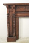Antique Eastlake Burl Veneer Paneled Wood Fireplace Mantel