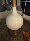 Vintage Mid Century Modern Teak White Porcelain Lamp Mcm Danish Design 