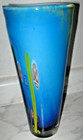 Murano Blue Italy Art Glass Cased Vase Millefiori  Mid-century