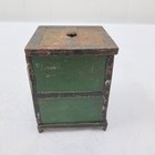 Vintage Antique Cast Iron Security Deposit Toy Money Coin Safe  Box Piggy Bank
