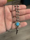 Sterling Silver Native American Sw Navajo Pearl Turquoise Lariat 20    Necklace