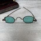 Antique 19th C Civil War Era Green Tinted Spectacles Glasses W  Velvet Case