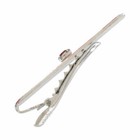 Mens Silver Tone Tie Clasp Clip Retro Design Crystal Navette Red 2 1 8 