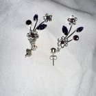 Silver Plated Crystal Necklace   Earrings Set  Purple Marquise   Round Stones