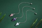 3 Pcs Crystal Pendulums Set Divination Dowsing Natural Amethyst Rose Quartz