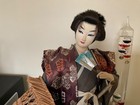 Vintage 1950 s Japanese Samurai With Swords   Figure On Stand 18 Inches