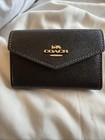 Coach Women s Leather Flap Card Holder Black   Gold Hardware  New With Tags