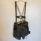 Vintage Green Suede Lederhosen Deer Crest Women s Oktoberfest Folk Costume