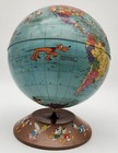 Vintage Walt Disney Rand Mcnally 8 Inch 32 Character Metal Globe Circa 1955