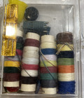 Vtg 60s Sewing Travel Kit 28 Colors Thread Thimble Needle Pins Buttons Case
