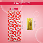 Valentines Treat Bags  100 Pcs Valentines Goodie Bags  Valentines Day Plastic Go