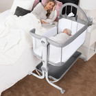 Baby Bassinet Bedside Sleeper With Storage Basket wheels   Hanging Toys  Easy Fo