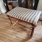 Vintage Wood Vanity Stool Chair Bench 22  X 14  X 18  Upholstered Seat